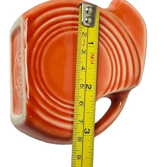Vintage Fiesta Ware Small Tangerine Disk Pitcher‎ 4.5 inches tall, 6 inches wide - Picture 5 of 6
